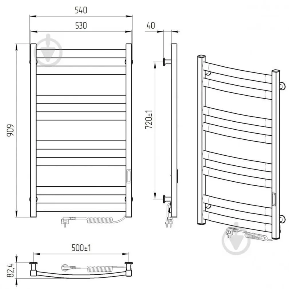 KÄTERÄTIKUIVATI LARIS "ATLANT P8" VALGE/PAREM 500X900 R3 210W