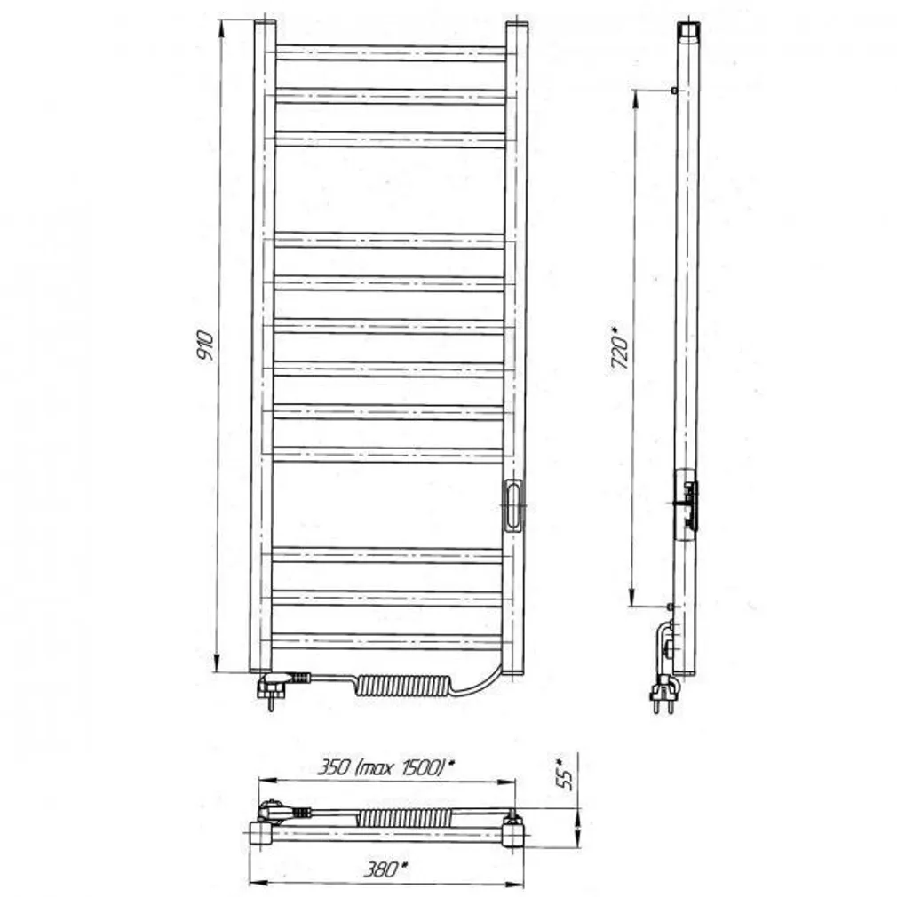 KÄTERÄTIKUIVATI LARIS "IMIDZ P12" MUST/PAREM 350X900 R3 190W