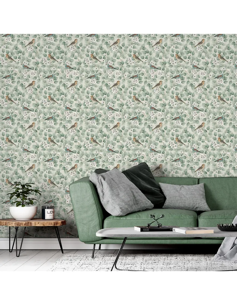 TAPEET ARTHOUSE BIRDS & BLOSSOMS GREEN 0,53X10,05M