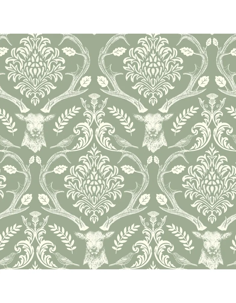 TAPEET ARTHOUSE STAG DAMASK SAGE GREEN 0,53X10,05M