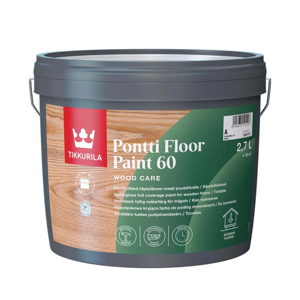 PÕRANDAVÄRV TIKKURILA PONTTI FLOOR PAINT 60 A VALGE 2,7L