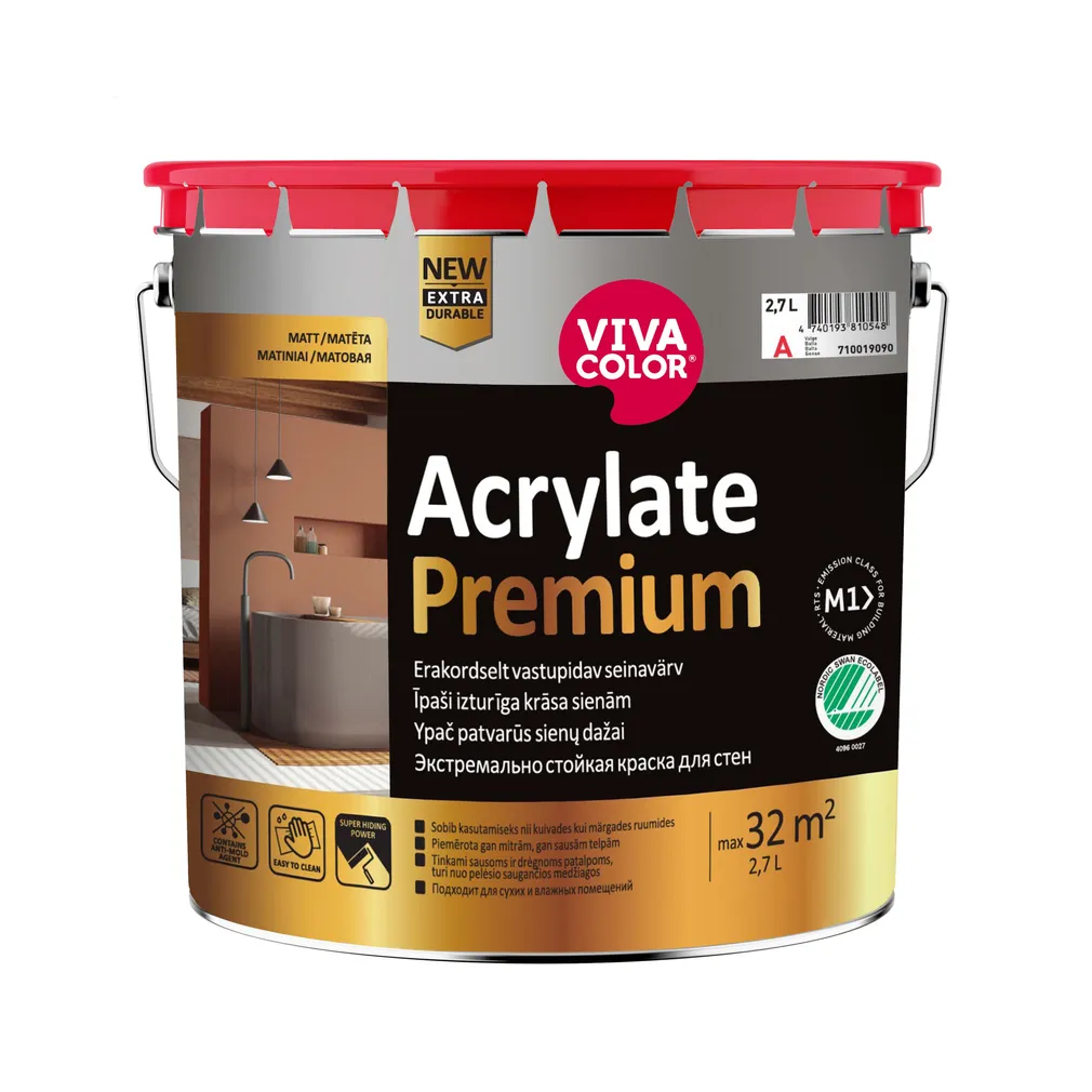 SEINAVÄRV TIKKURILA ACRYLATE PREMIUM A VALGE 2,7L