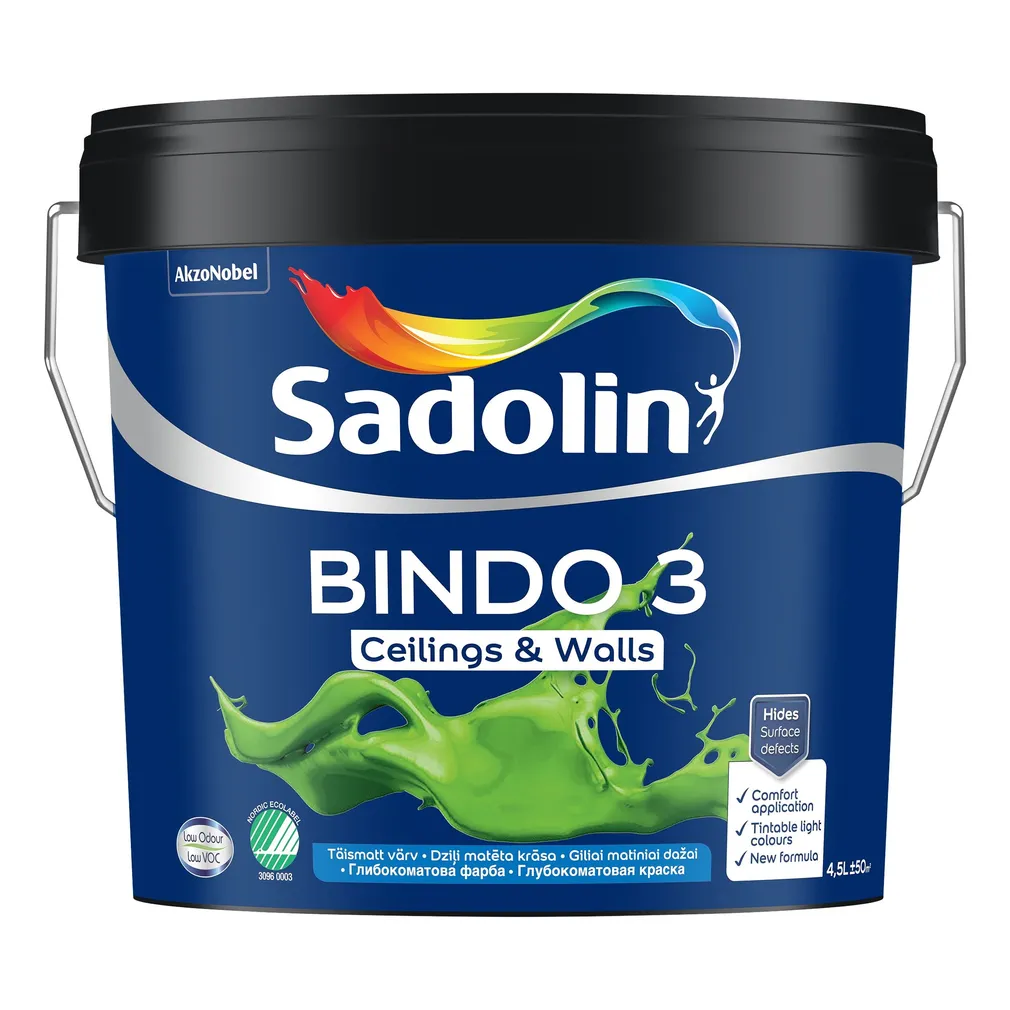 LAE- JA SEINAVÄRV SADOLIN OS BINDO 3 BW VALGE 4,5L