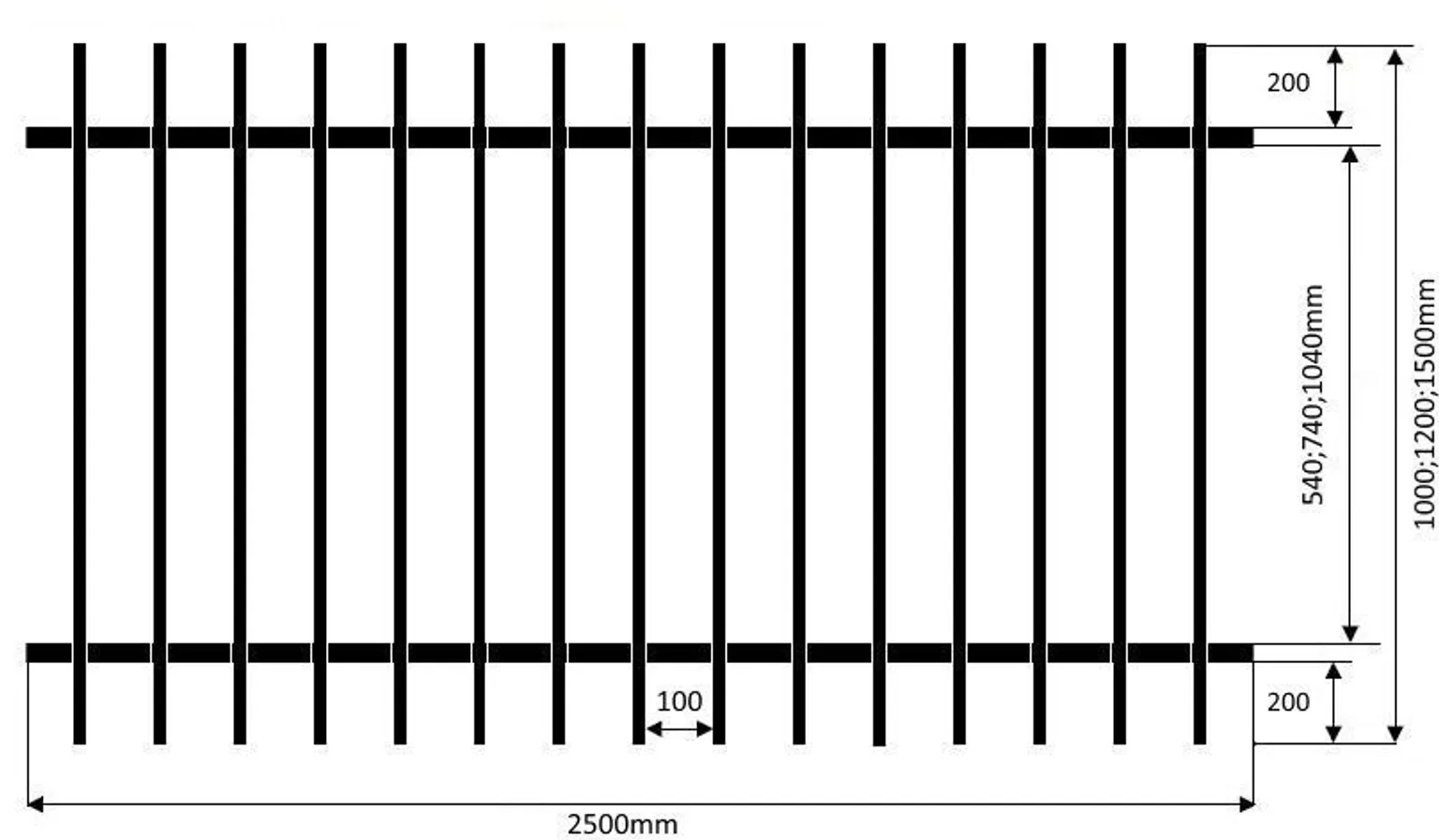 VARBAIA MOODUL ZN 1,0X2,5M RAL9005