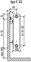 PANEELRADIAATOR PURMO COMPACT PC22 TERAS 1200X450X102MM KÜLGÜHENDUS 1616W