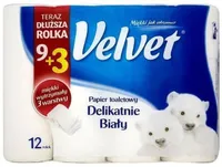 TUALETTPABER VELVET 3-KIHILINE VALGE 12 RULLI