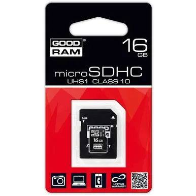 MÄLUKAART GOODRAM MICRO SDHC 16GB + ADAPTER CLASS 10