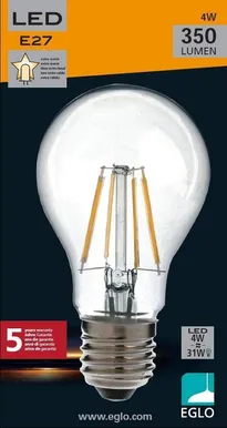 LEDLAMP FILAMENT A60 4W E27 350LM 2700K EGLO