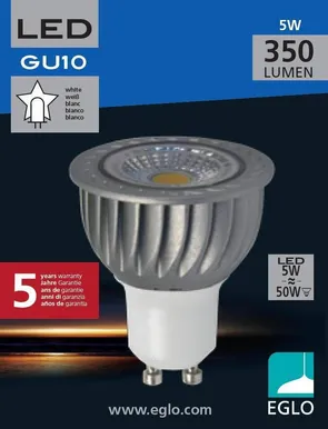 LEDLAMP MR16 5W GU10 350LM 4000K EGLO