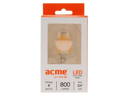 LEDLAMP 8W E27 A60 ASHAPE 3000K 800LM FILAMENT ACME