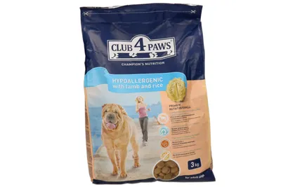 LEMMIKLOOMA KUIVTOIT KOERALE CLUB 4 PAWS LAMBAL.JA RIISIGA 3KG