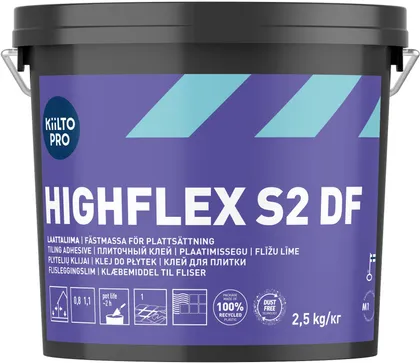 PLAATIMISSEGU KIILTO HIGHFLEX S2 DF VALGE KUUMAKINDEL 2,5KG