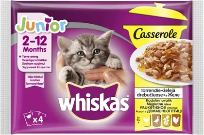 LEMMIKLOOMA KASSIEINE WHISKAS CASSEROLE JUNIOR 4X85G