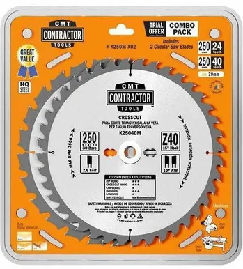 SAEKETASTE KOMPLEKT CMT 250X2,6/30MM Z24/40 2TK PAKIS