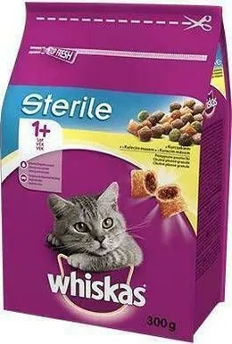 LEMMIKLOOMA KUIVTOIT WHISKAS STERILISEERITUD KASSIDELE KANA 300G