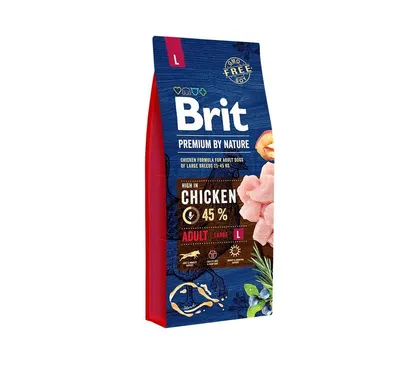 KUIVTOIT BRIT PREMIUM BY NATURE KOERTELE ADULT L 15KG