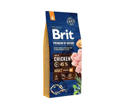 KUIVTOIT BRIT PREMIUM BY NATURE KOERTELE ADULT M 15KG