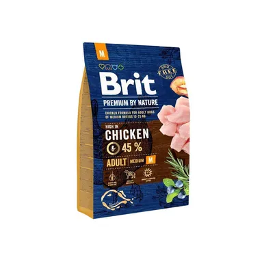 KUIVTOIT BRIT PREMIUM BY NATURE TÄISKASVANUD KOERTELE M 3KG