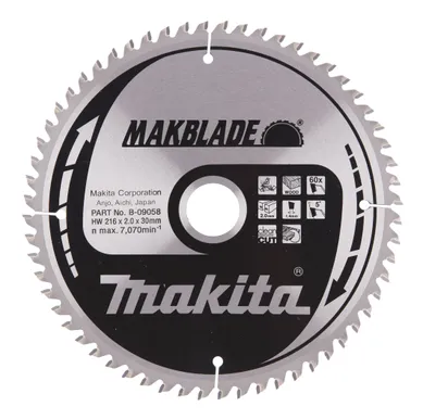 SAEKETAS PUIDULE MAKITA 216X2X30MM 5° T60 MAKBLADE