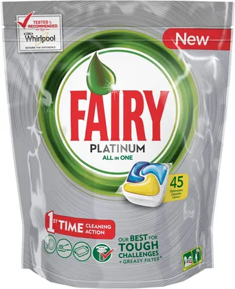 NÕUDEPESUVAHEND FAIRY ALL IN 1 PLATINUM LEMON 45TK KAPSLID