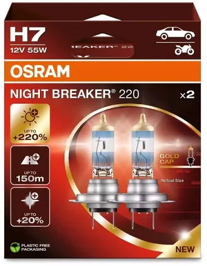 AUTOPIRN OSRAM NIGHT BREAKER 220+220% H7 55W 12V 2TK PAKIS