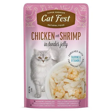 MÄRGTOIT KASSIDELE CATFEST KANA JA KREVETT ŽELEES 12X70G