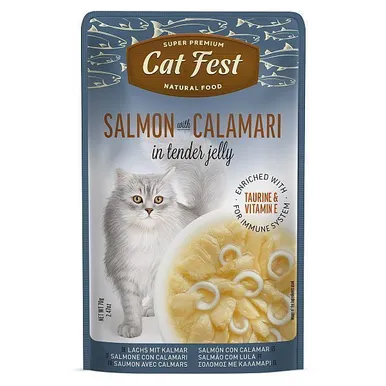 MÄRGTOIT KASSIDELE CATFEST LÕHE JA KALMAAR ŽELEES 12X70G