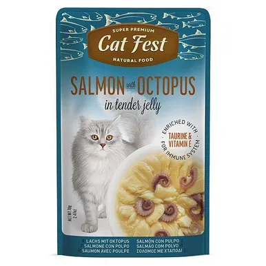 MÄRGTOIT KASSIDELE CATFEST LÕHE JA KAHEKSAJALAG ŽELEES 12X70G