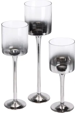 KÜÜNLAHOIDJATE KOMPLEKT 3-OSALINE KLAAS HÕBE