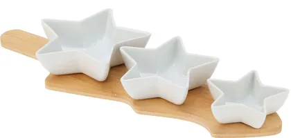 SERVEERIMISALUS TÄHT 4-OSALINE VALGE/PUIT